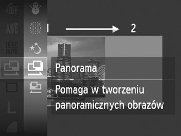 Fotografowanie z użyciem funkcji Panorama Zdjęcia dużych obiektów można podzielić na kilka kadrów, które można później scalić na komputerze przy użyciu