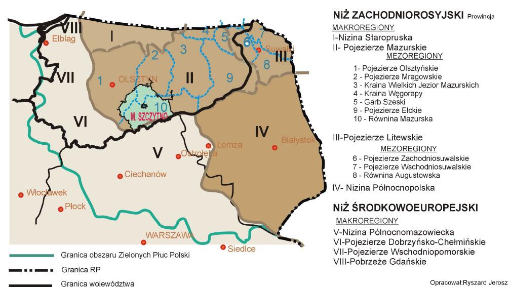 Położenie m. Szczytna na tle podziału fizycznogeograficznego Polski wg J. Kondrackiego: źródło: Program ochrony środowiska miasta Szczytna Układ sieci wód powierzchniowych jest dość skomplikowany.