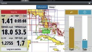 ForwardScan i wieloma innymi OP50 opcja klawiatury i obrotowego sterownika Najszerszy wybór opcji kartografii Współpracuje z Navionics Autorouting i C-Map Easy Routing TripIntel pozwala na planowanie