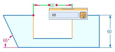 W celu zmiany wymiaru na wynikowy (lub odblokowany) należy zaznaczyć wymiar, a następnie ikonę blokady na pasku podręcznym Edycja wartości wymiaru. Wymiar wynikowy ma kolor niebieski.