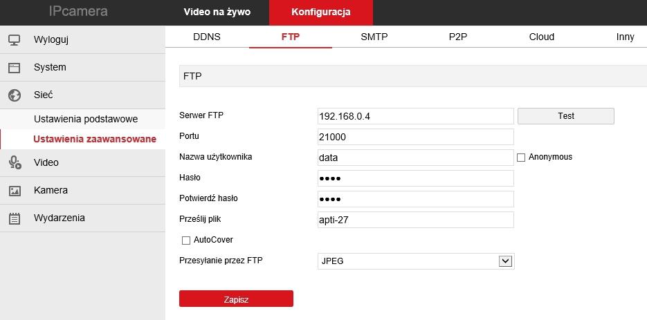 2. Ustawienia serwera FTP 3. Ustawienia serwera SMTP 4.