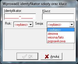 Aby wprowadzić nowe dane należy wybrać Plik > Nowy. (tworząc nowe zgłoszenie na nową sesję egzaminacyjną nie należy edytować plików z poprzednich sesji egzaminacyjnych!