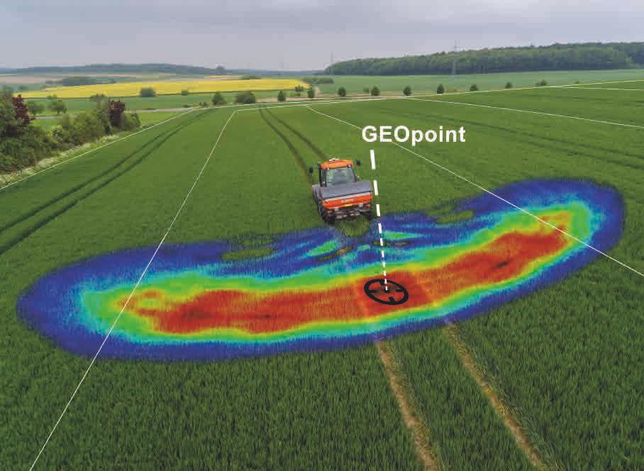 Zmniejszenie szerokości roboczej z lewej strony o 10 m GEOpoint Rozsiewacz automatycznie włączy