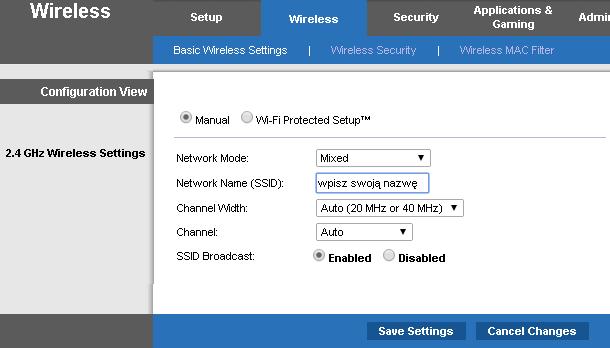 6. W pozycji DHCP Server Setting zaznacz Enabled przy pozycji DHCP Server. 9. Funkcja ta odpowiada za automatycznie przydzielanie adresów sieciowych do podłączonych do routera urządzeń.