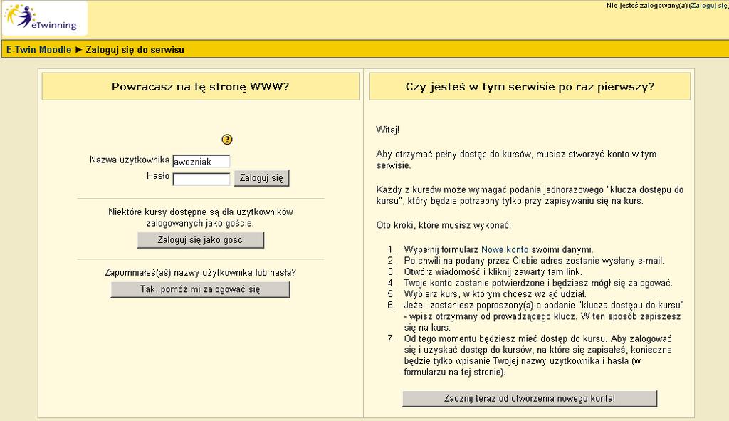 Program kursu 1. Budowanie społeczności internetowej. 2. Cele i zasady programu; Moja szkoła w etwinning. 3. Portal etwinning. 4. Poszukiwanie partnerów do projektu; etwinning w mojej szkole.