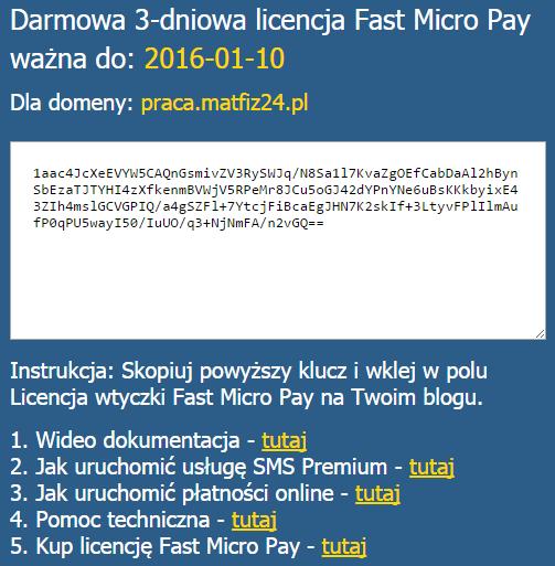 Jak wygląda wygenerowany klucz licencyjny?