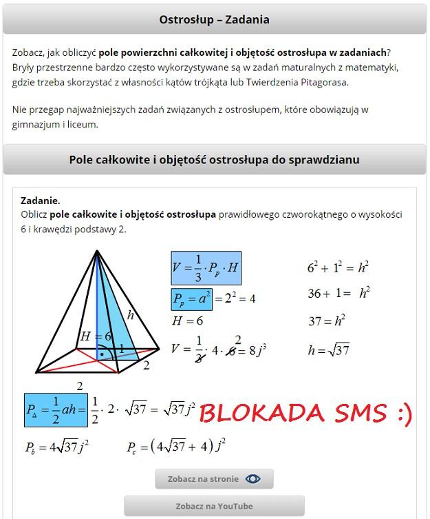 Krok 22. Blokada SMS Premium wpisu z materiałem wideo.