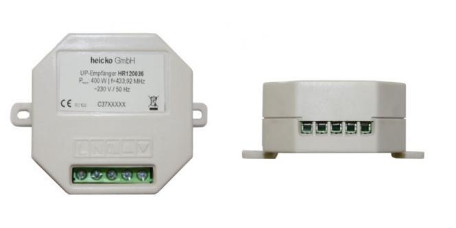 Zewnętrzny odbiornik sterownika do rolet 230 V/AC; 433,92 MHz KOD: HR120036A Uniwersalny, zewnętrzny odbiornik HR120033A nadaje się do sterowania silników do rolet, markiz, żeluzji i innych urządzeń