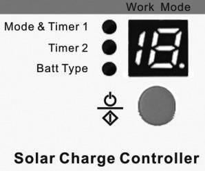 Zmiana trybu pracy kontrolera wskaźnik wyboru ustawień Timer 1 wyświetlacz LED wskaźnik wyboru ustawień Timer 2 wskaźnik wyboru typu akumulatora przycisk zmiany ustawień Rys. 4.