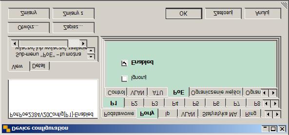 Uwaga: Pozycja Ignoruj - przełącza PoE na stałe niezależnie od wykrycia i klasyfikacji PoE urządzenia końcowego.