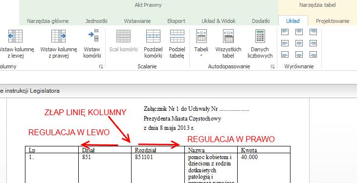 Ogółem, aż po przedostatnią komórkę danego wiersza, z górnego menu klikamy na przycisk Scal komórki : 2.