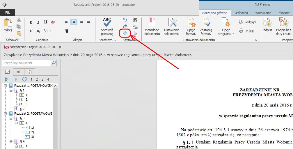 Automatyczne przenumerowanie jednostek redakcyjnych W przypadku dodania pomiędzy dowolnymi jednostkami redakcyjnymi nowej jednostki, zostanie ona dodana z ostatnim wolnym numerem dla danej jednostki.