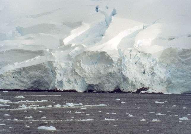 Lodowiec szelfowy płyta lodowa grubości 200-300 m, częściowo wsparta o dno i i unosząca się na powierzchni oceanu.