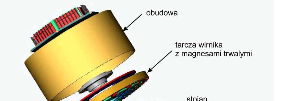 78 Zeszyty Problemowe Maszyny Elektryczne Nr 4/214 (14) 2. Parametry konstrukcyjne Zaproponowaną konstrukcję silnika tarczowego z podwójnym, dwuwarstwowym wirnikiem przedstawiono na rysunku 1.