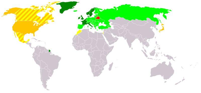 Rada Europy (1949) Siedziba w Strasburgu Ciemnozielony: