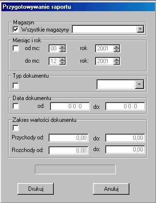 2.5.3. Wykaz dokumentów Wykaz dokumentów to opcja, której zadaniem jest przygotowanie i wydrukowanie zestawienia dokumentów wprowadzonych w programie.