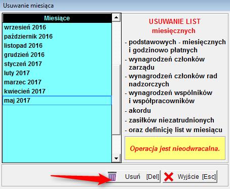 W sytuacji, kiedy w miesiącu, który chcemy usunąć utworzyliśmy