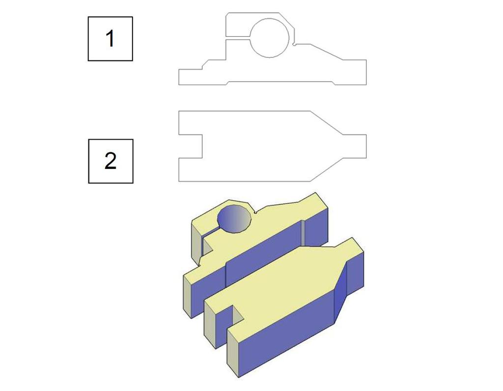 6. Utwórz bryłę zgodnie z podanym rysunkiem (rys. 6a). Następnie przez modyfikację powierzchni bryły uzyskaj element jak na rys. 6b. Wykonaj fazę górnej krawędzi bryły na wysokość 10 pod kątem 600.