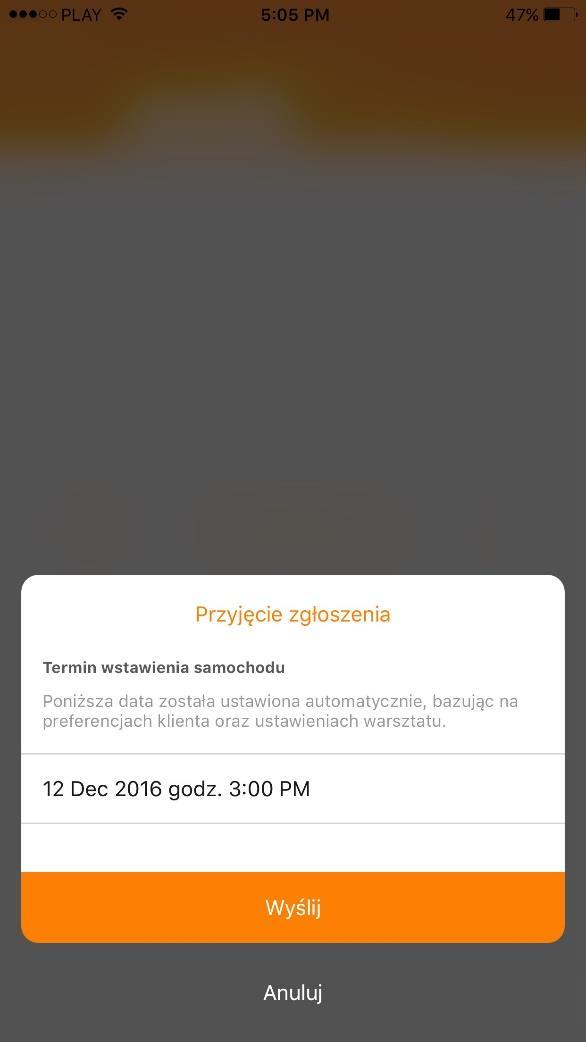 Używając przycisku Przyjmij zgłoszenie, przechodzimy do ostatecznego potwierdzenia