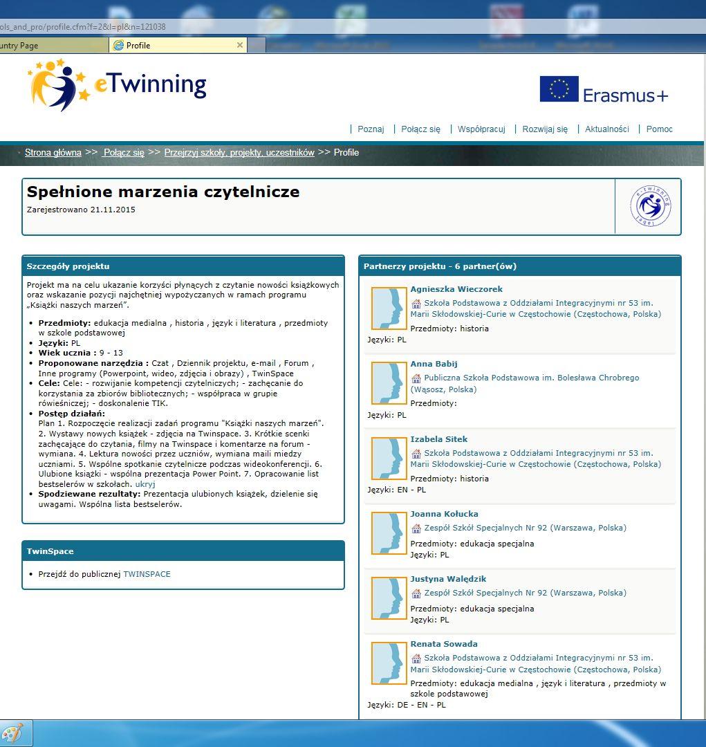 Projekty czytelnicze w ramach programu etwinning w Szkole