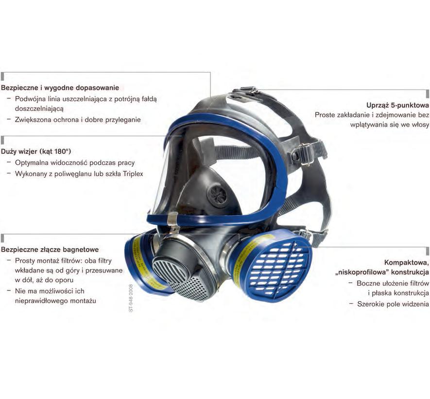 Dräger X-plore 5500 Maska pełnotwarzowa Niezależnie, czy w przemyśle chemicznym, metalowym, samochodowym, stoczniowym, usługach wodociągowych czy usuwaniu odpadów: maska