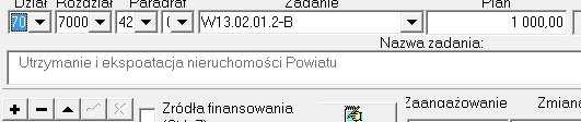 Aby dodać nową pozycję należy: - wybrać przepływ (Dochody/Wydatki), program domyślnie uruchamia arkusz wydatków - kliknąć przycisk następnie wprowadzić dział,