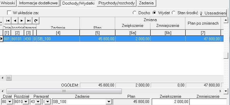 - przejść na zakładkę Planowanie > Wnioski - w polu Numer należy podać nr wniosku, program zakłada unikalność numeracji wniosków co oznacza, że użytkownik nie będzie mógł powtórzyć tego samego numeru