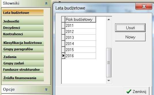 1. Lata budżetowe Pracę w programie PlanB należy rozpocząć od utworzenia roku budżetowego.