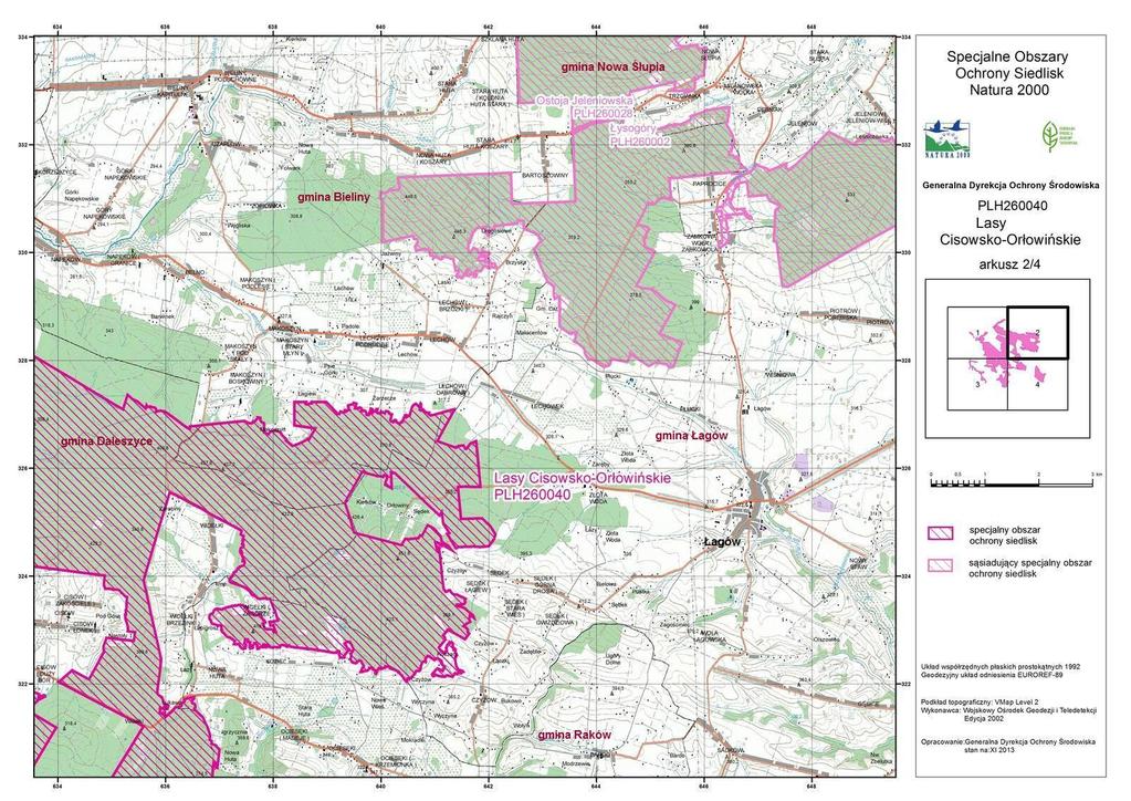 Rysunek 9 Lokalizacja obszaru Natura 2000 Lasy