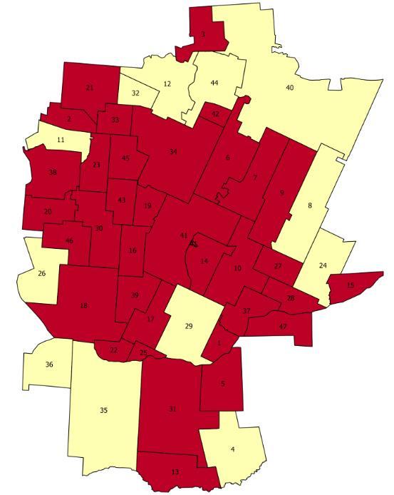 Rozkład koncentracji stanu kryzysowego w sferze technicznej w podziale na poszczególne jednostki referencyjne przedstawia poniższa mapa. Mapa 14.