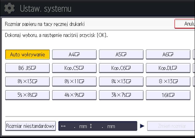 Ładowanie papieru DBG032 Z zastosowaniem inteligentnego panela operacyjnego Naciśnij przycisk [Home] w górnej lewej części panela operacyjnego.