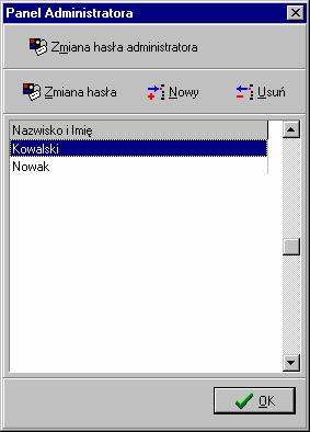 asix5 Notatnik Dyspozytorski Aby dodać do listy nowego dyspozytora należy kliknąć myszką przycisk Nowy lub nacisnąć klawisze Alt-N i następnie wprowadzić nazwę dyspozytora i jego hasło.