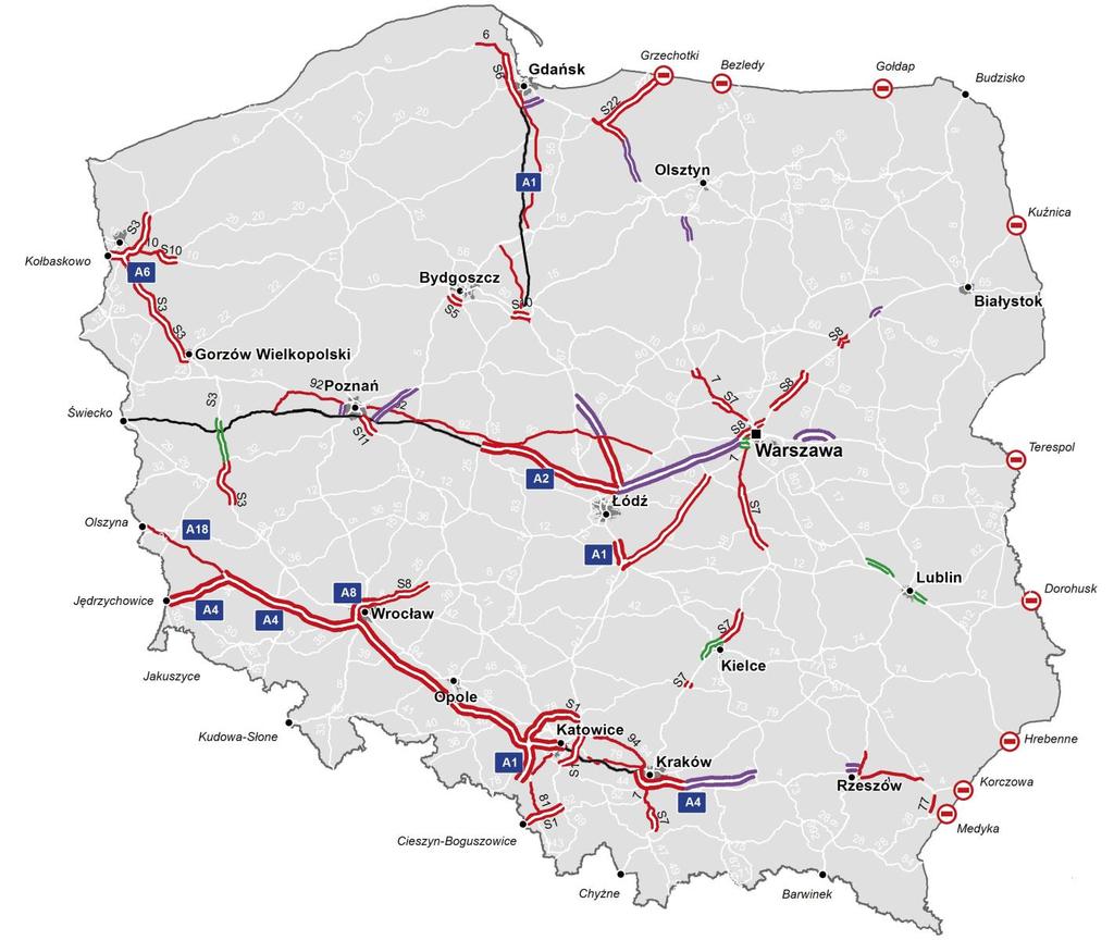 31 PAŹDZIERNIKA 2013 CZWARTE ROZSZERZENIE SYSTEMU A1 Kowal Kutno Wschód, ok. 45 km; Łódź Północ - Konotopa ok. 91 km; obwodnica Mińska Mazowieckiego, ok. 21 km A4 Targowisko Tarnów Północ ok.