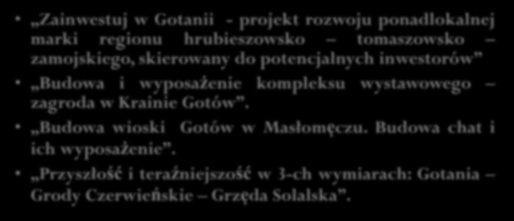 Przykłady projektów komplementarnych z marką Gotania Zainwestuj w Gotanii - projekt rozwoju ponadlokalnej marki