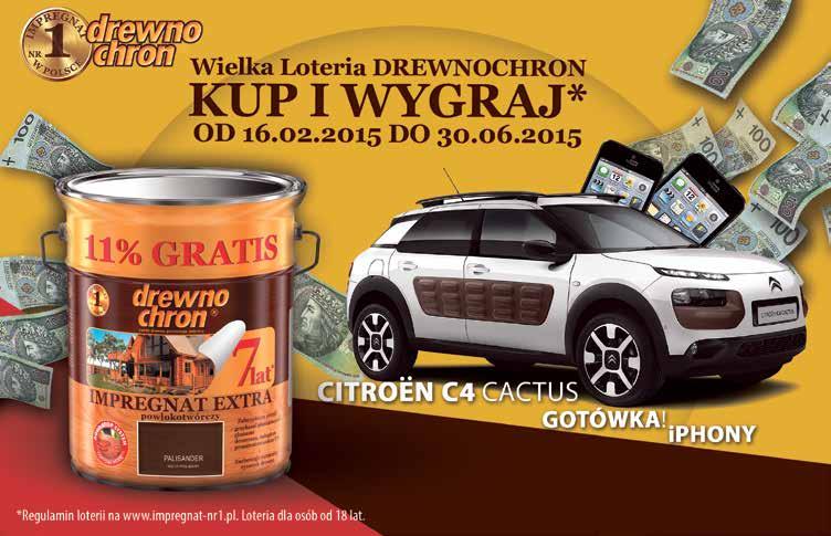 12 99 12 99 13 99 77 99 Powłokotwórczy IMPREGNAT EXTRA DREWNOCHRON 4,5 l + 11% GRATIS