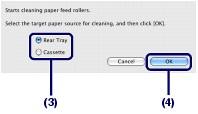 Czyszczenie rolki podawania papieru Strona 86 z 487 (3) Wybierz źródło papieru do czyszczenia (Rear Tray lub Cassette). (4) Kliknij przycisk OK. 5.