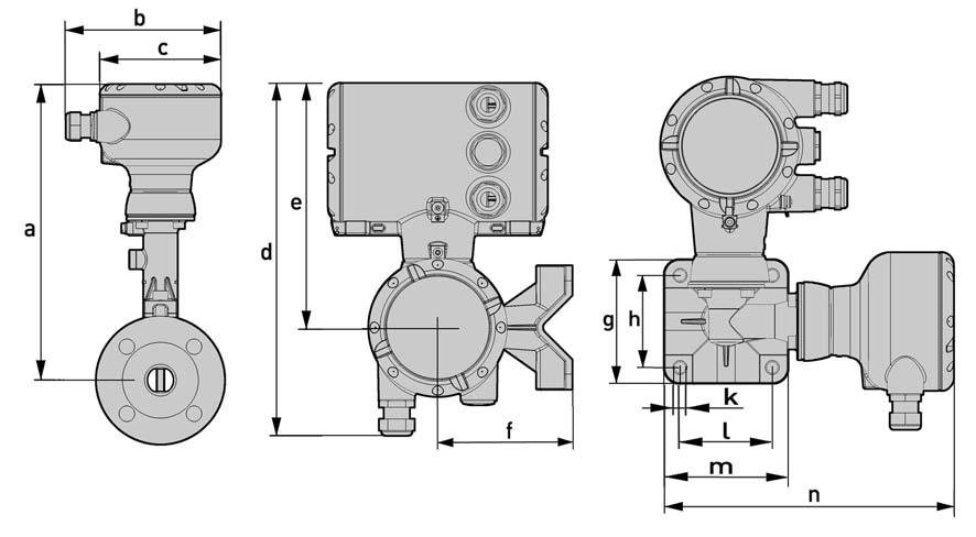 2 Dane techniczne OPTISWIRL 4200 2.2.3 Wymiary wersji rozdzielonej Wymiar a Wersja bez- i kołnierzowa Wersja kołnierza DN 15 25 40 50 80 100 150 200 250 300 NPS ½ 1 1½ 2 3 4 6 8 10 12 [mm] 315,7