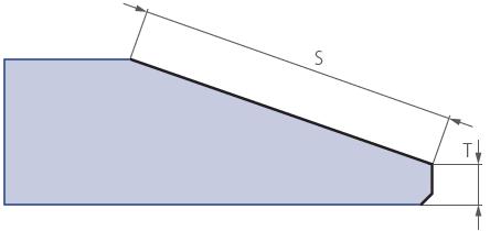 1.3.1 Kształty szlifowanych i polerowanych szyb Szczegółowe ograniczenia znajdują się w tabelach 4-6. 1.3.2 Fazowanie szkła - szlifowanie lub polerowanie pod różnymi kątami Istnieje możliwość fazowania szkła pod różnymi kątami.
