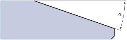 Na rysunku 3 przedstawiono przykładową krawędź z zaznaczonymi parametrami: a) T - grubość szkła poniżej fazy, minimalna grubość T min =2 mm, b) α - kąt fazowania,