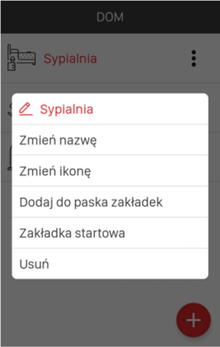 3.Organizacja systemu ekran DOM Ekran Dom umożliwia organizację systemu exta life z podziałem na Kategorie rozumiane jako pomieszczenia,grupy urządzeń itp.