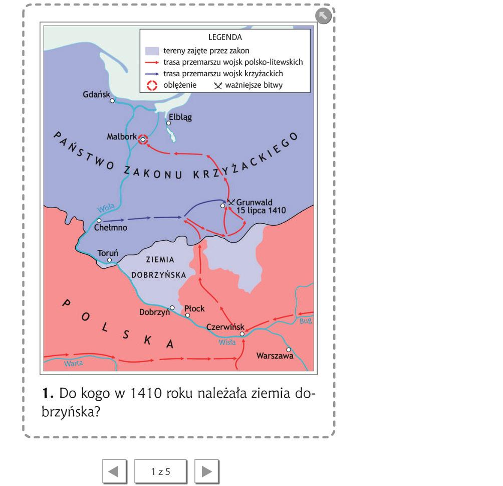 W trakcie prezentacji grupy I i IV zadajemy pytania zamieszczone pod mapą (multipodręcznik, s. 24). Pojawią się one po kliknięciu ikony (pytania do map).