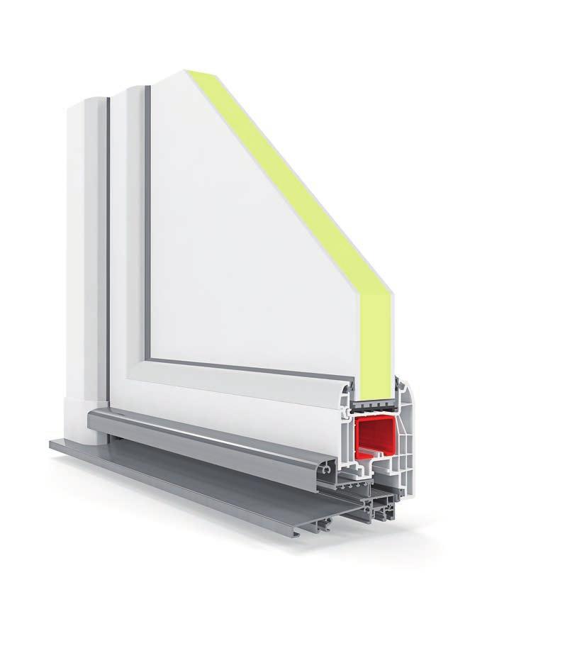 T-Passive Door/OutDoor WYPEŁNIENIE DRZWIOWE OPCJONALNIE MOŻLIWOŚĆ ZASTOSOWANIA PAKIETU 2 LUB 3-SZYBOWEGO U w 0,9 * W/m 2 K OPŁYWOWY KSZTAŁT 128 mm S-KLASSE ZERTIFIKAT SKZ NISKI PRÓG OPŁYWOWY KSZTAŁT