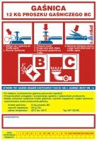 NAKLEJKI NA GAŚNICE Naklejka na gaśnicę - gaśnica 12 kg proszku gaśniczego BC Z-CA012 Naklejka na