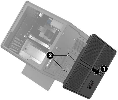Wyjmowanie wentylatora PCI Wentylator PCI jest przymocowany do przedniej części obudowy i zapewnia dodatkowe chłodzenie kart graficznych.