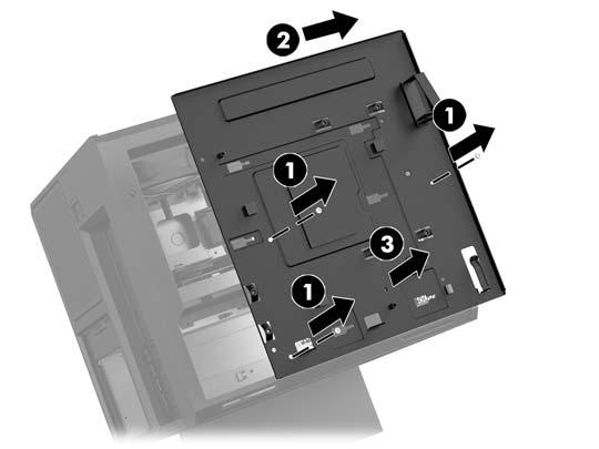 Instalowanie płyty systemowej Płyta systemowa jest przymocowana do tacy płyty systemowej. Aby zdemontować lub zamontować płytę systemową, należy zdemontować tacę. 1.