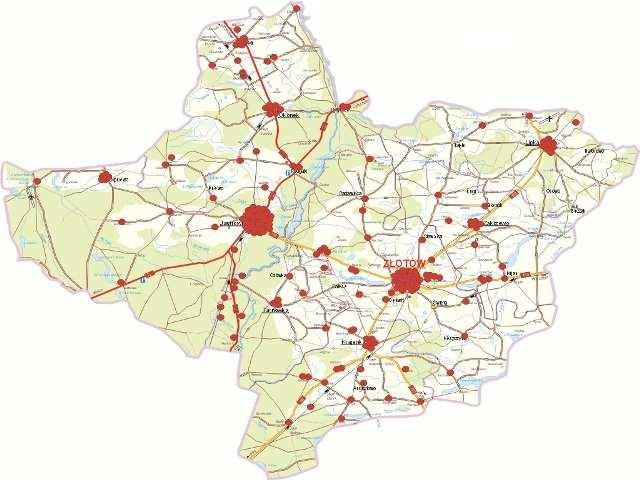 MAPA PRZEDSTAWIA LOKALIZACJĘ MIEJSCOWYCH ZAGROZEŃ POWSTAŁYCH W 2011 ROKU NA TERENIE