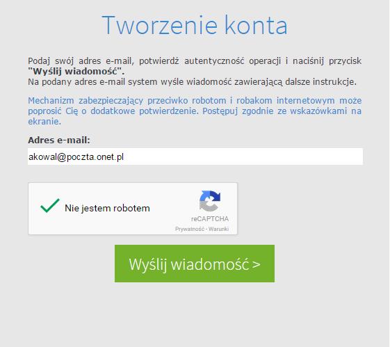 Informacje podstawowe o systemie Uczniowie Optivum NET + Należy wprowadzić ten sam adres e-mail, który został wcześniej wprowadzony do