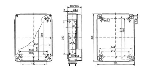 Puszki hermetyczne INDUSTRIAL 2K INDUSTRIAL PUSZKA N/T 340X270X106 Industrial szary RAL 7035 1 2,00 2725-00 Wymiary wewnętrzne: 328x258x91