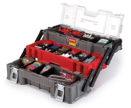 5 cm Advantages: the chest has 2 organizers, including 6 bigger and 12 smaller partitions for arrangement of different size accessories; solid and durable metal closures protect its contents SKRZYNKA