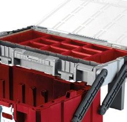 7 cm Advantages: the tool chest contains 2 organizers, the part of which are 12 bigger partitions and 15 smaller partitions which help the arrangement of accessories of different size; it is equipped